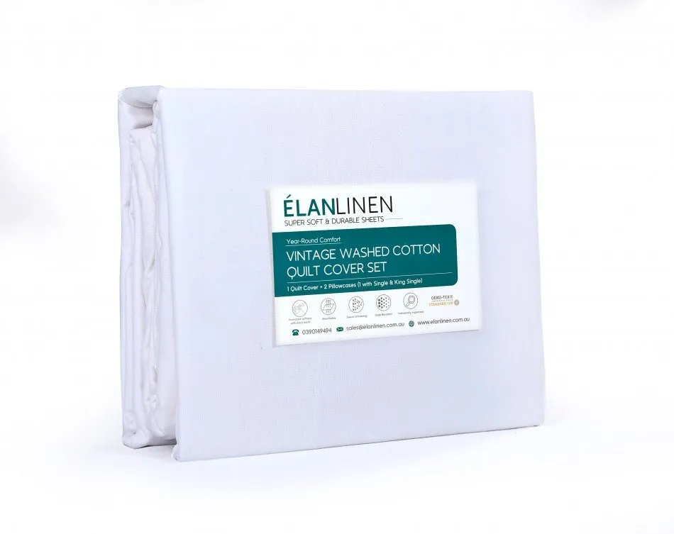 100% Egyptian Cotton 500TC White Single Quilt Cover Set