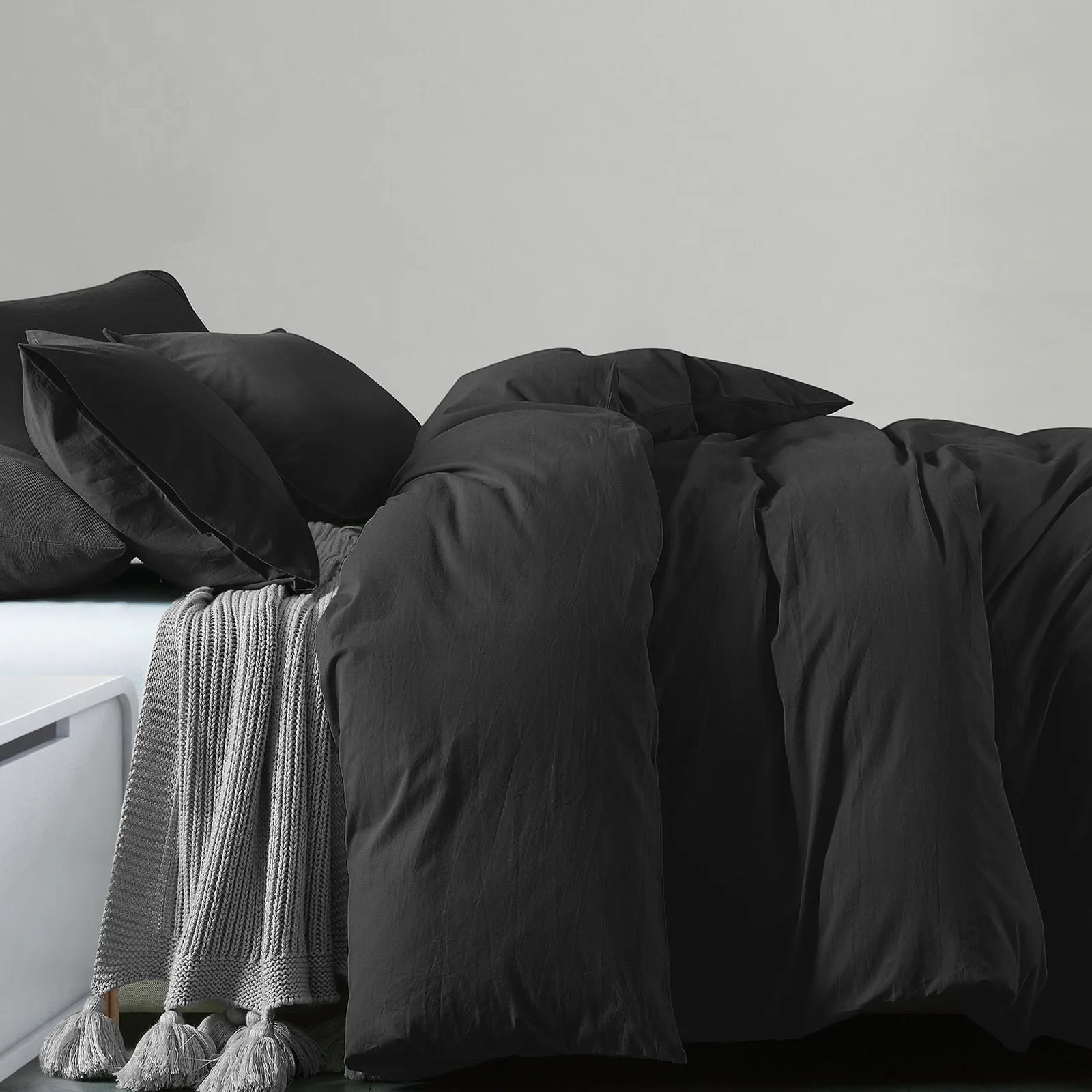 100% Jersey Cotton Quilt Cover Set | Ultra Soft Bedding | Luxurious | King | Charcoal Marle