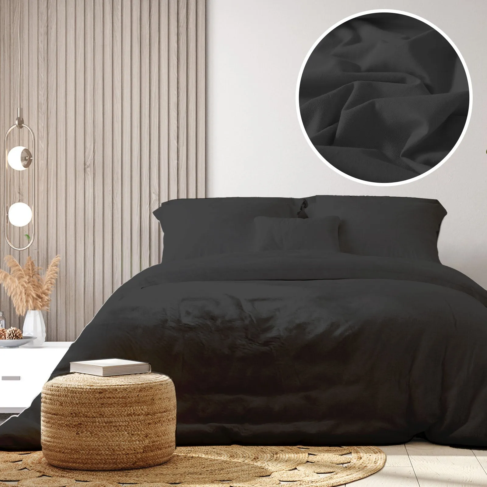 100% Jersey Cotton Quilt Cover Set | Ultra Soft Bedding | Luxurious | King | Charcoal Marle