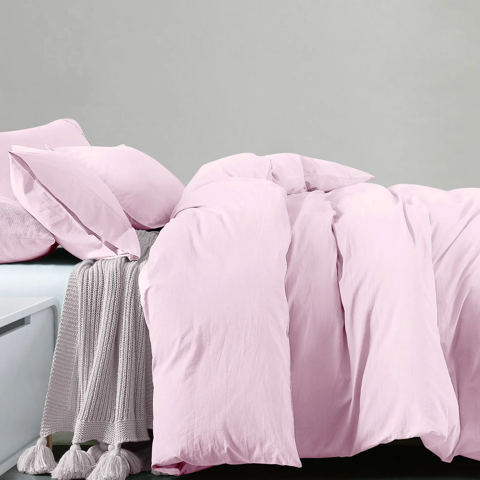 100% Jersey Cotton Quilt Cover Set | Ultra Soft Bedding | Luxurious | King | Pink Marle
