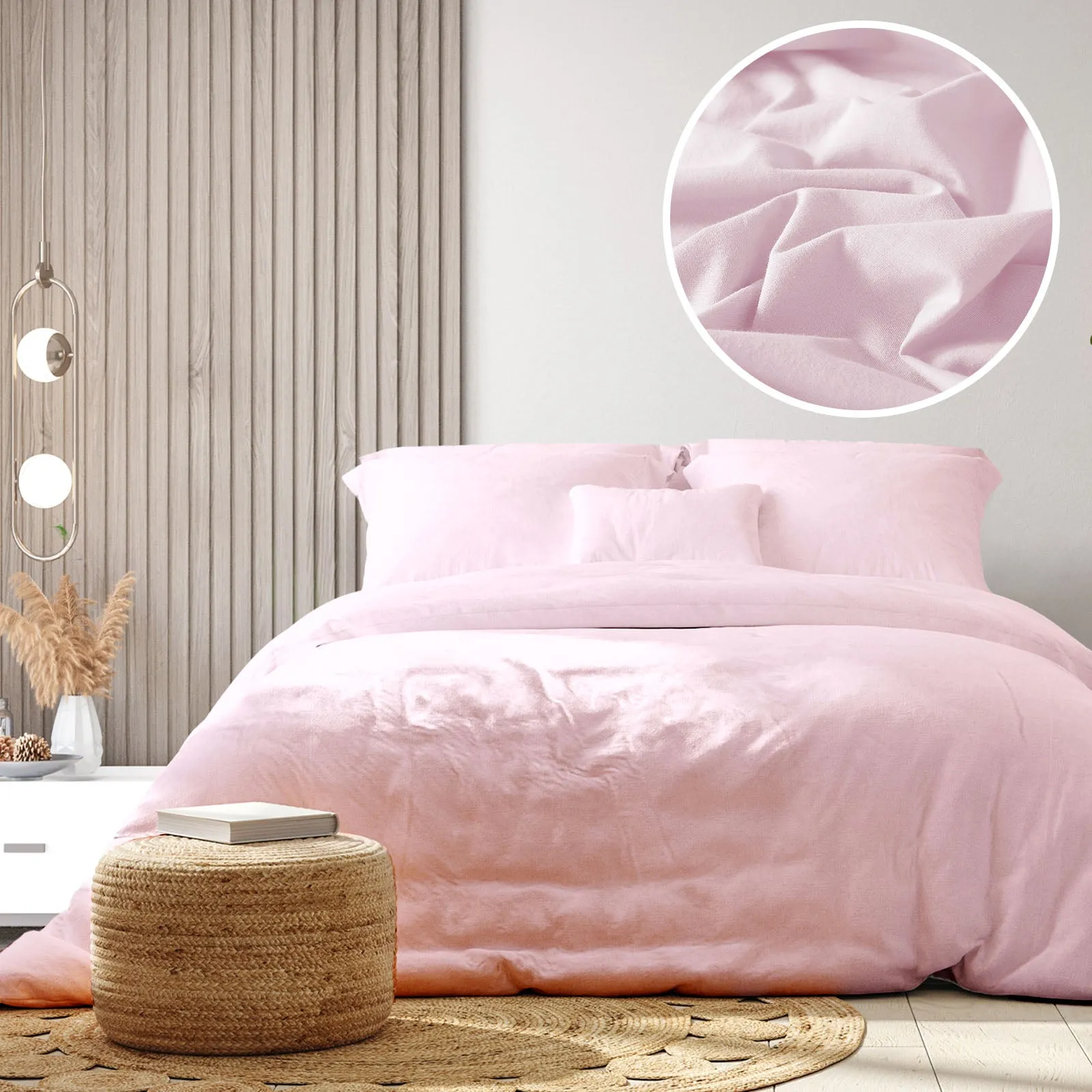 100% Jersey Cotton Quilt Cover Set | Ultra Soft Bedding | Luxurious | King | Pink Marle