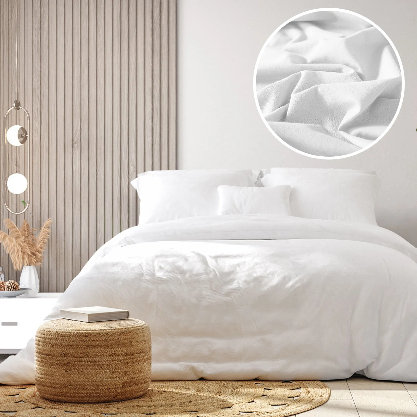 100% Jersey Cotton Quilt Cover Set | Ultra Soft Bedding | Luxurious | King | White