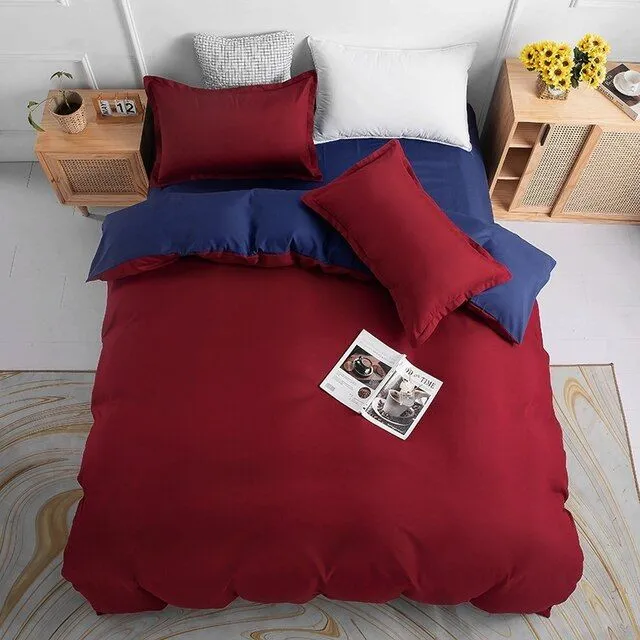 1000TC | Reversible | King Size | Blue & Red | Duvet Quilt Cover Set
