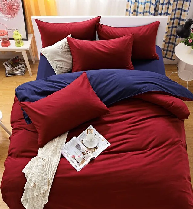 1000TC | Reversible | Queen Size | Blue & Red | Duvet Quilt Cover Set