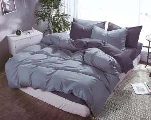 1000TC | Reversible | Queen Size | Grey | Duvet Quilt Cover Set