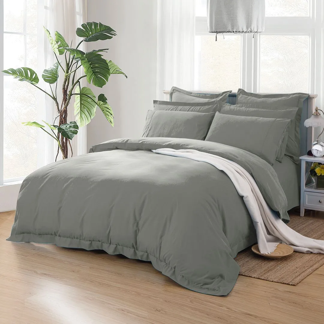 1000TC | Tailored | Double Size | Grey | Duvet Quilt Cover Set