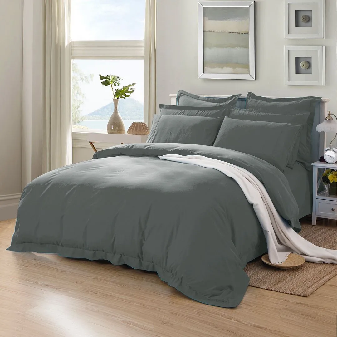 1000TC Tailored | Double Size | Quilt/Duvet Cover Set | Charcoal