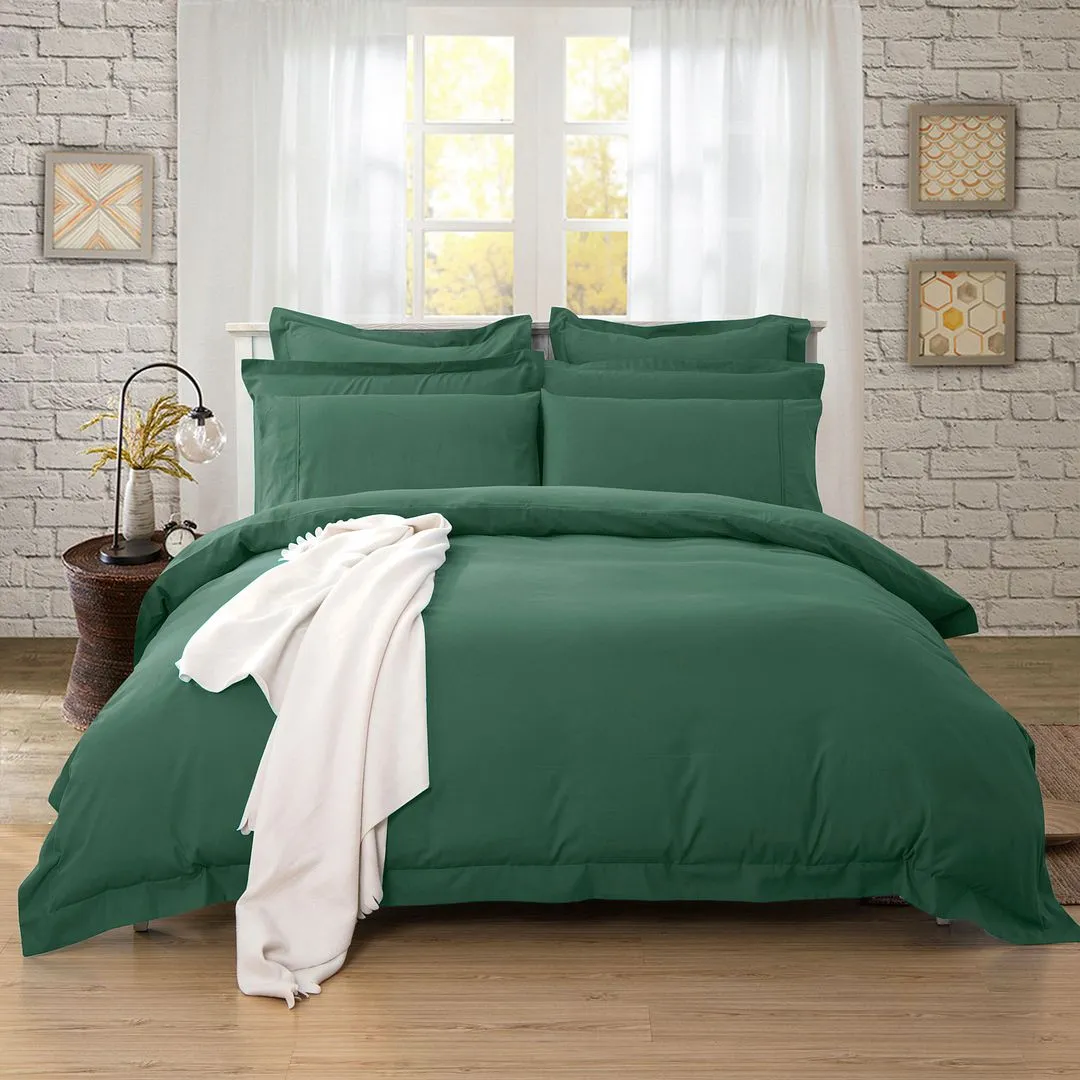 1000TC Tailored | Double Size | Quilt/Duvet Cover Set | Dark Green
