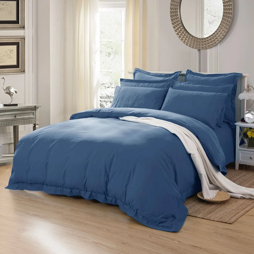 1000TC Tailored | Double Size | Quilt/Duvet Cover Set | Greyish Blue