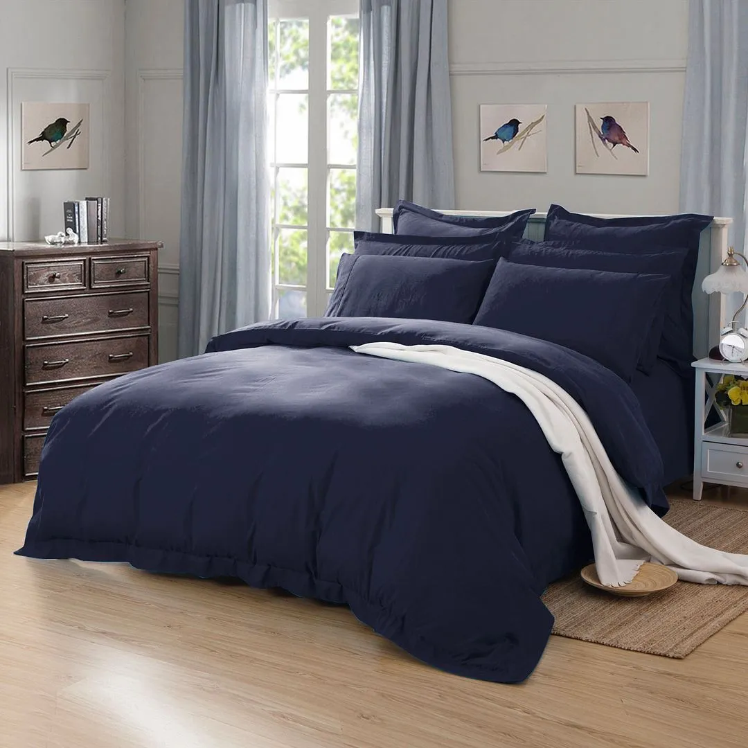 1000TC Tailored | Double Size | Quilt/Duvet Cover Set | Midnight Blue