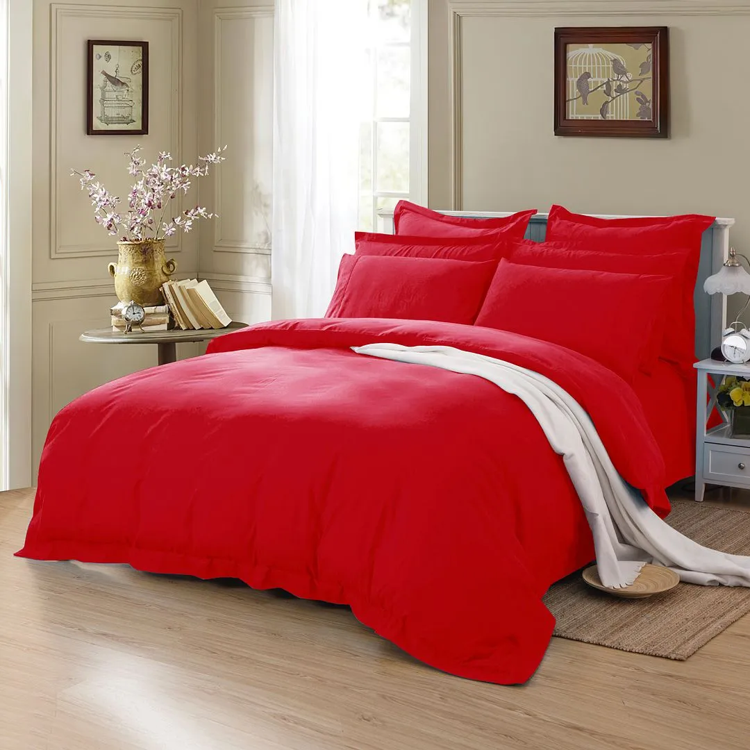 1000TC | Tailored | Double Size | Red | Duvet Quilt Cover Set