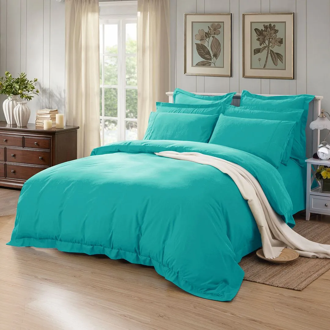 1000TC | Tailored | Double Size | Teal | Duvet Quilt Cover Set