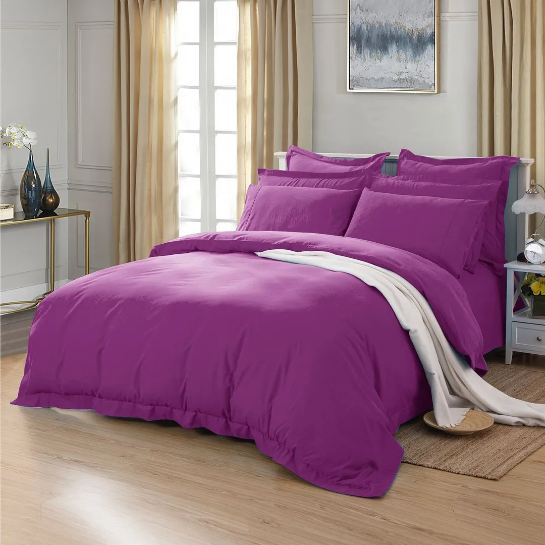 1000TC | Tailored | King Single Size | Purple | Duvet Quilt Cover Set