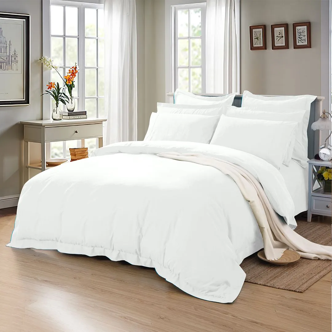 1000TC | Tailored | King Single Size | White | Duvet Quilt Cover Set