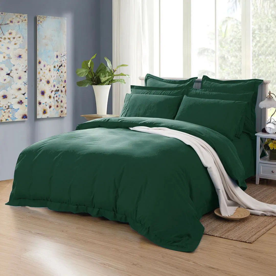 1000TC Tailored | Queen Size | Quilt/Duvet Cover Set | Dark Green