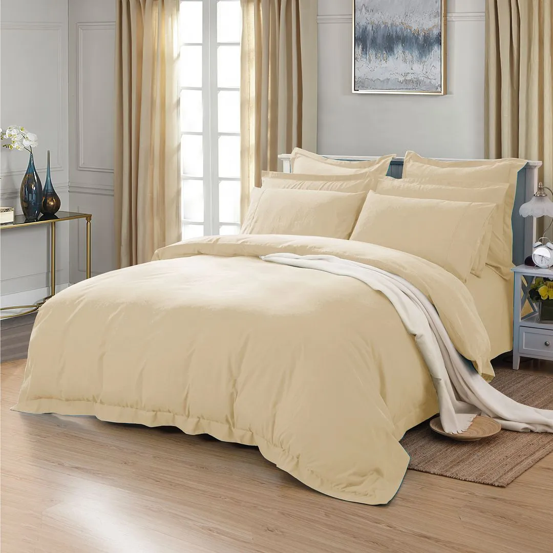 1000TC | Tailored | Single Size | Yellow Cream | Duvet Quilt Cover Set