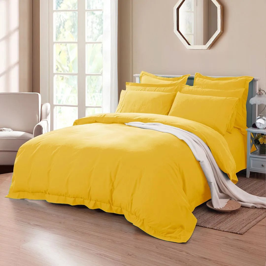 1000TC | Tailored | Ultra Soft | Queen Size | Yellow | Duvet Quilt Cover Set