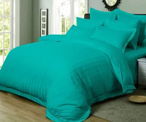 1000TC | Ultra Soft | Striped | King Size | Teal | Duvet Quilt Cover Set