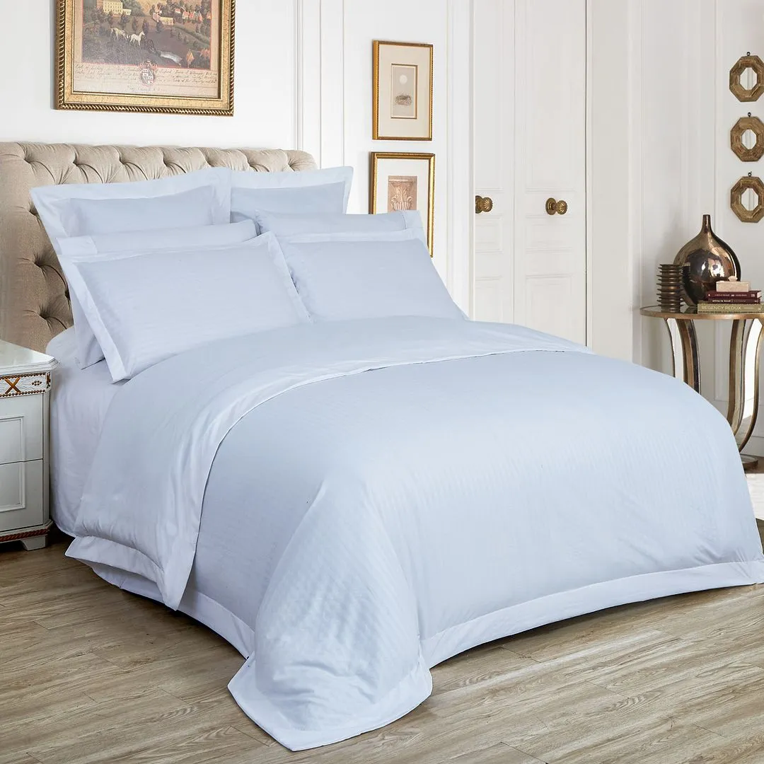 1000TC | Ultra Soft | Striped | King Size | White | Duvet Quilt Cover Set