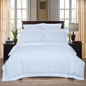 1000TC | Ultra Soft | Striped | King Size | White | Duvet Quilt Cover Set