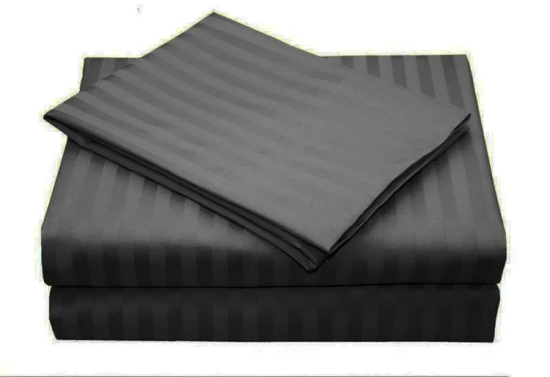 1000TC | Ultra Soft | Striped | Queen Size | Charcoal | Duvet Quilt Cover Set