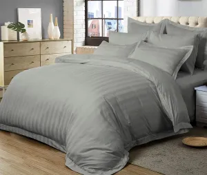 1000TC | Ultra Soft | Striped | Queen Size | Grey | Duvet Quilt Cover Set