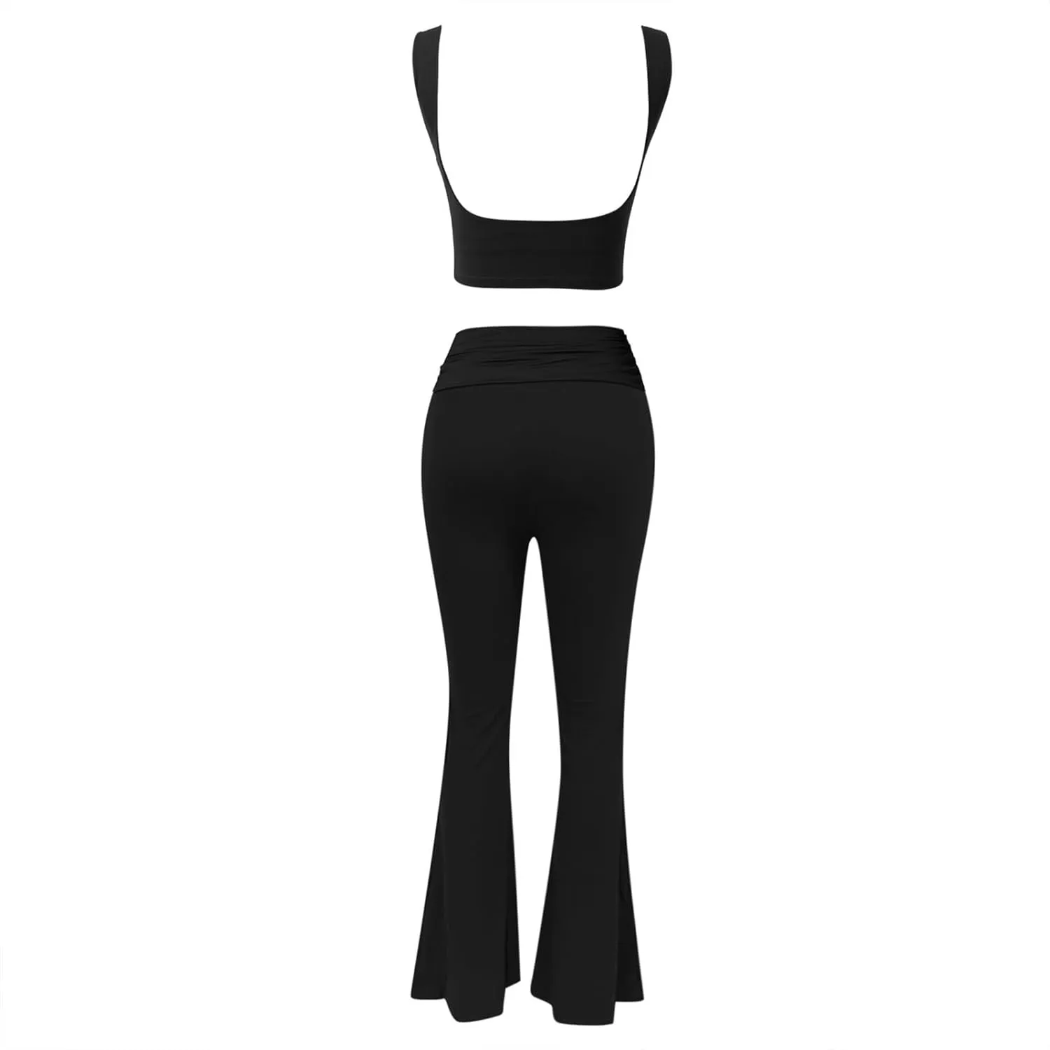 2 Piece Sets for Women Lounge Loungewear Sets Foldover Yoga Flare Leggings Pants and Cropped Tops Casual Y2K Outfits