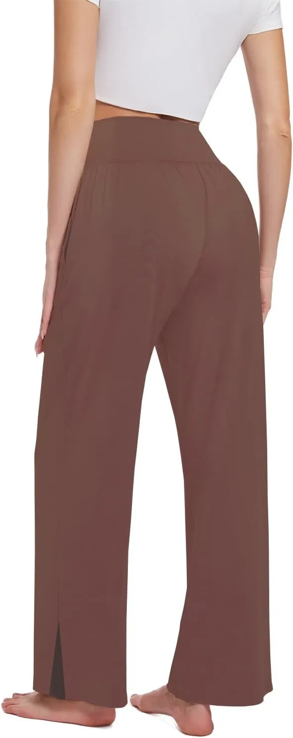3PACK Womens Wide Leg Yoga Pants High Waisted Adjustable Tie Knot Joggers Loose Yoga Sweatpants Comfy Lounge Pajama