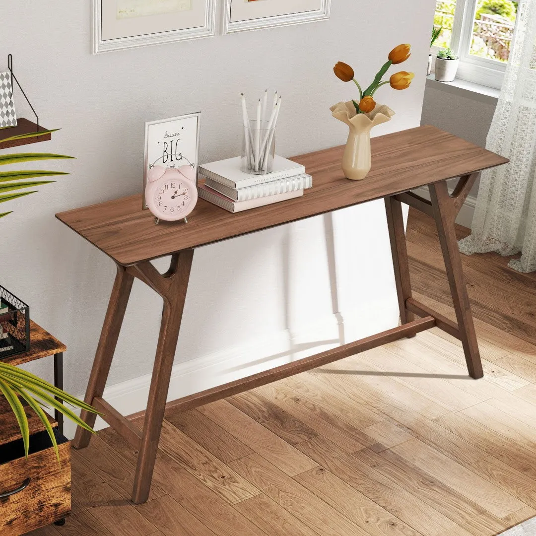 59" Entryway Table, Narrow Console with Solid Wood Legs, Modern Design Skinny Sofa Table for Living Room, Hallway, Apartment - Walnut