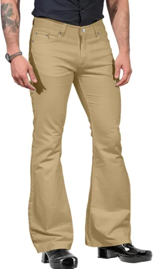 70s Disco Pants for Men Vintage Flare Pants Bell Bottom Jean Slim Fit Casual Trouser Lightweight Business Work Pant