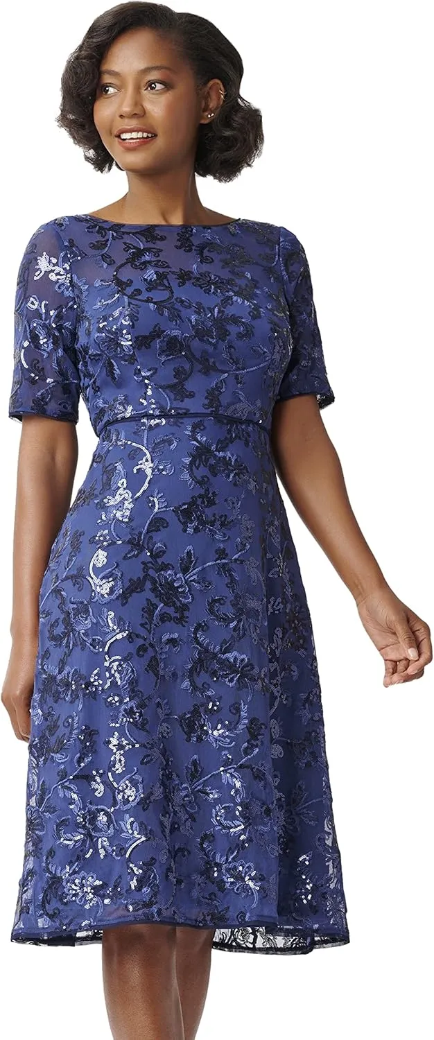 Adrianna Papell Women's Floral Embroidery Dress