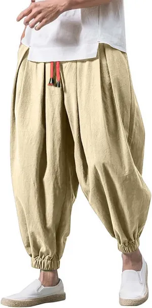 Alalaso Parachute Pants Men Hip Hop Harem Pants Fashion Solid Color Oversized Tapered Pants Casual Comfy Baggy Trouser