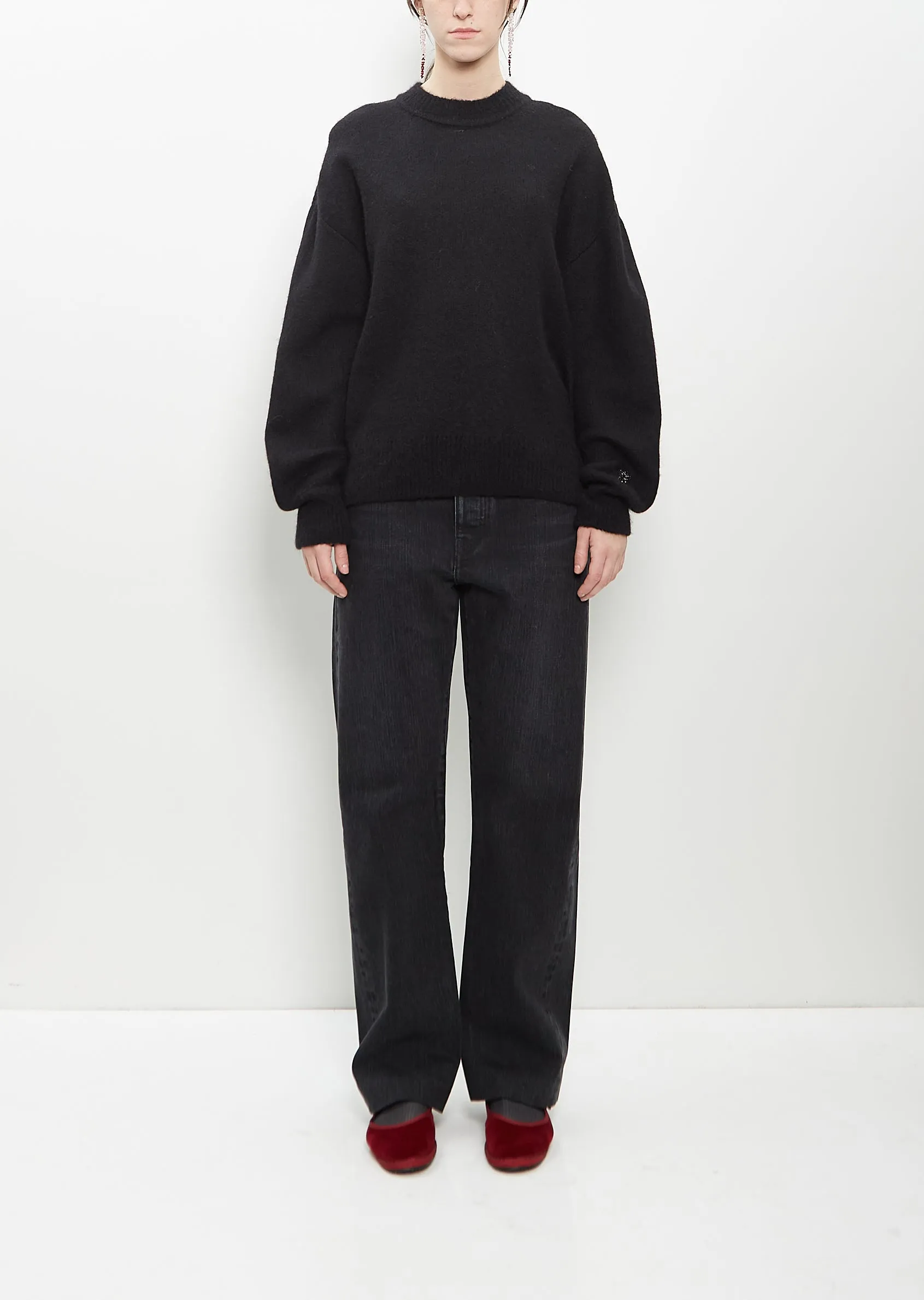 Alpaca Merino Wool Knit Jumper — Black