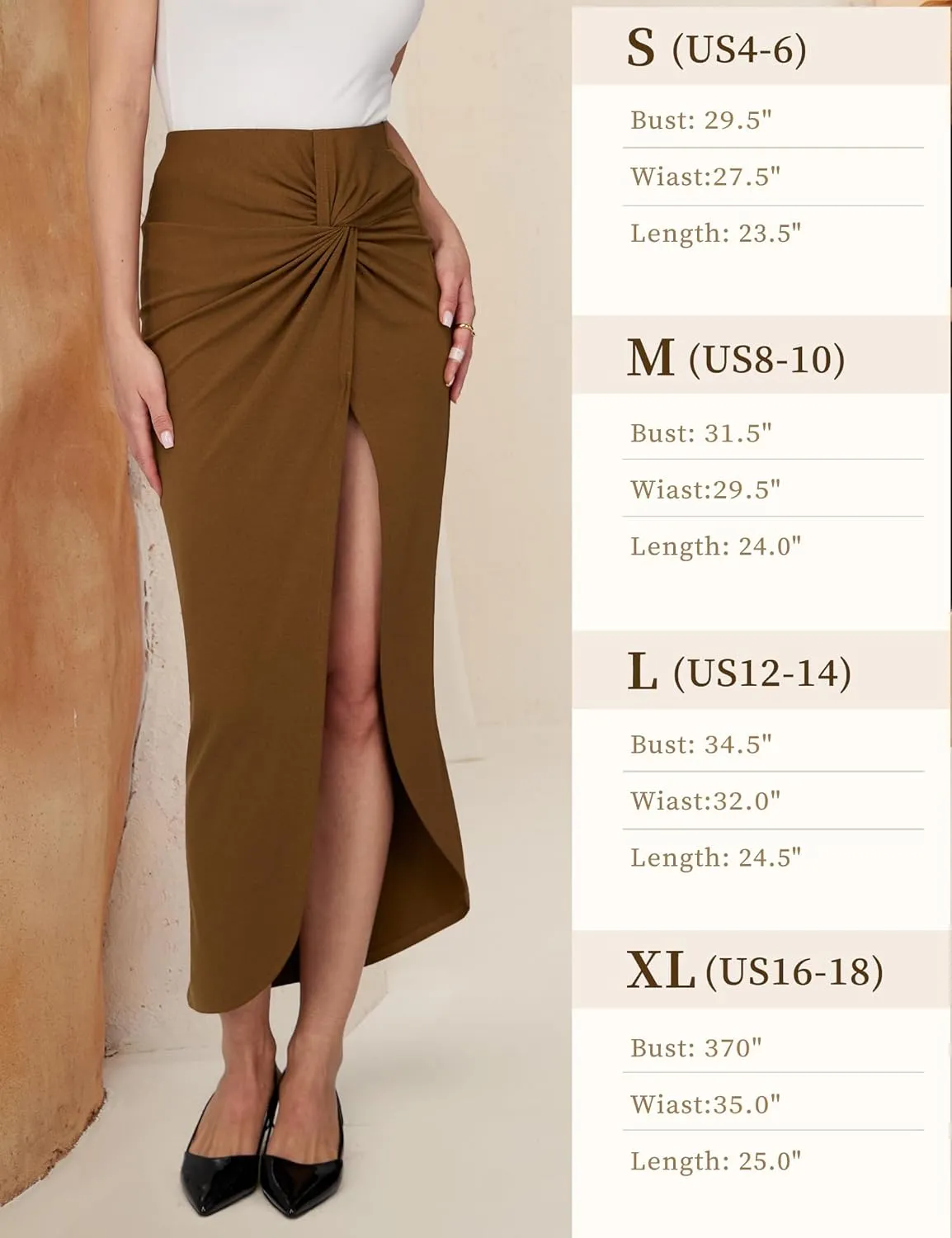 Amoretu Women Summer Midi Skirt with slit Asymmetrical Elastic Ruched Wrap Flowy High Waist Maxi Draped Skirt