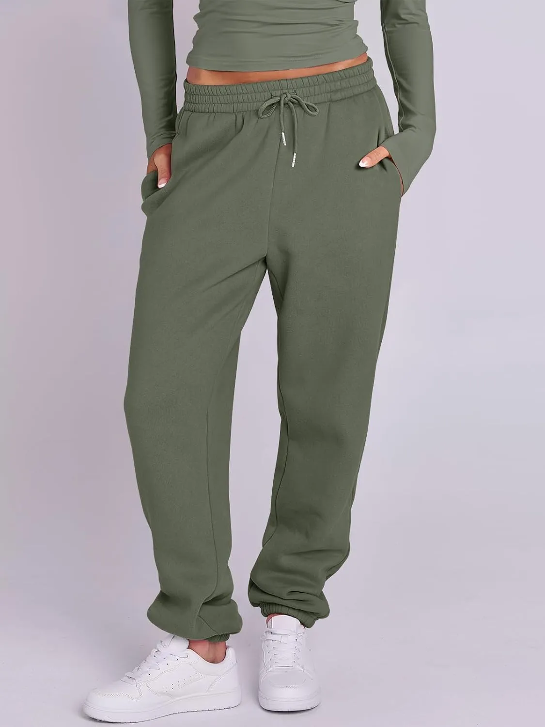 ANRABESS Womens 2 Piece Sweatsuits Long Sleeve Tight Shirt Tops Joggers Fleece Sweatpants Sets 2024 Fall Sweat Lounge Outfits