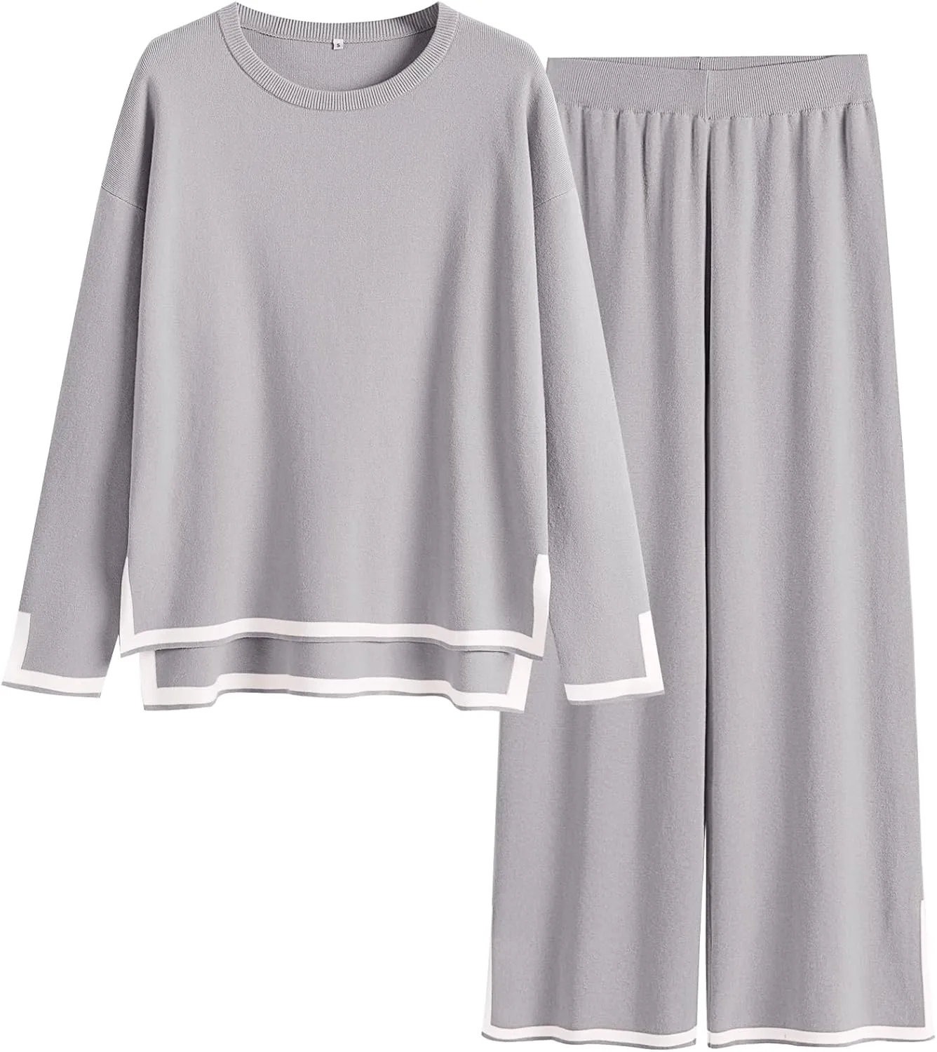 ANRABESS Women's Two Piece Outfits Knit Pullover Sweater Tops & Wide leg Pants Lounge Matching Sweatsuit Tracksuits Sets