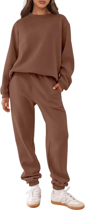 ANRABESS Women's Two Piece Outfits Lounge Set Long Sleeve Crewneck Sweatshirt Jogger Pants Tracksuit Sweatsuit 2024 Fall Sets