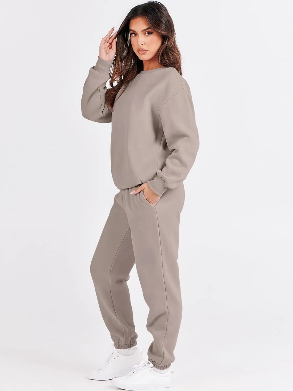 ANRABESS Women's Two Piece Outfits Lounge Set Long Sleeve Crewneck Sweatshirt Jogger Pants Tracksuit Sweatsuit 2024 Fall Sets