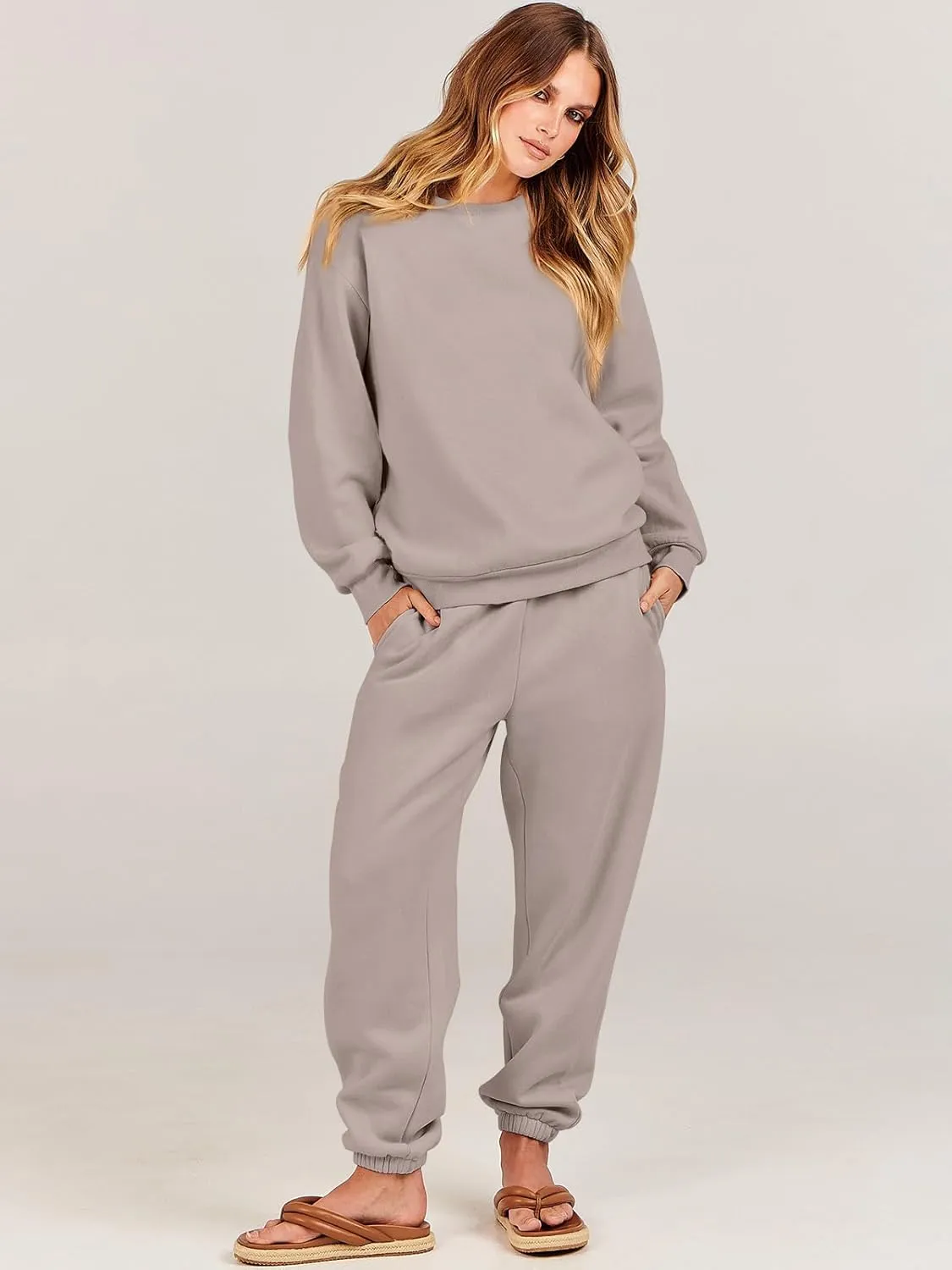 ANRABESS Women's Two Piece Outfits Lounge Set Long Sleeve Crewneck Sweatshirt Jogger Pants Tracksuit Sweatsuit 2024 Fall Sets