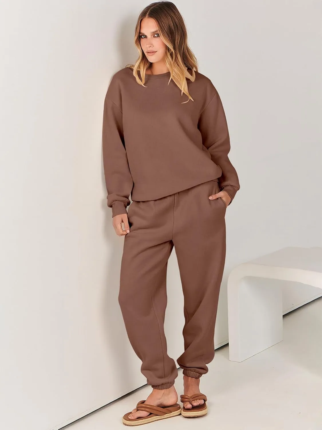 ANRABESS Women's Two Piece Outfits Lounge Set Long Sleeve Crewneck Sweatshirt Jogger Pants Tracksuit Sweatsuit 2024 Fall Sets