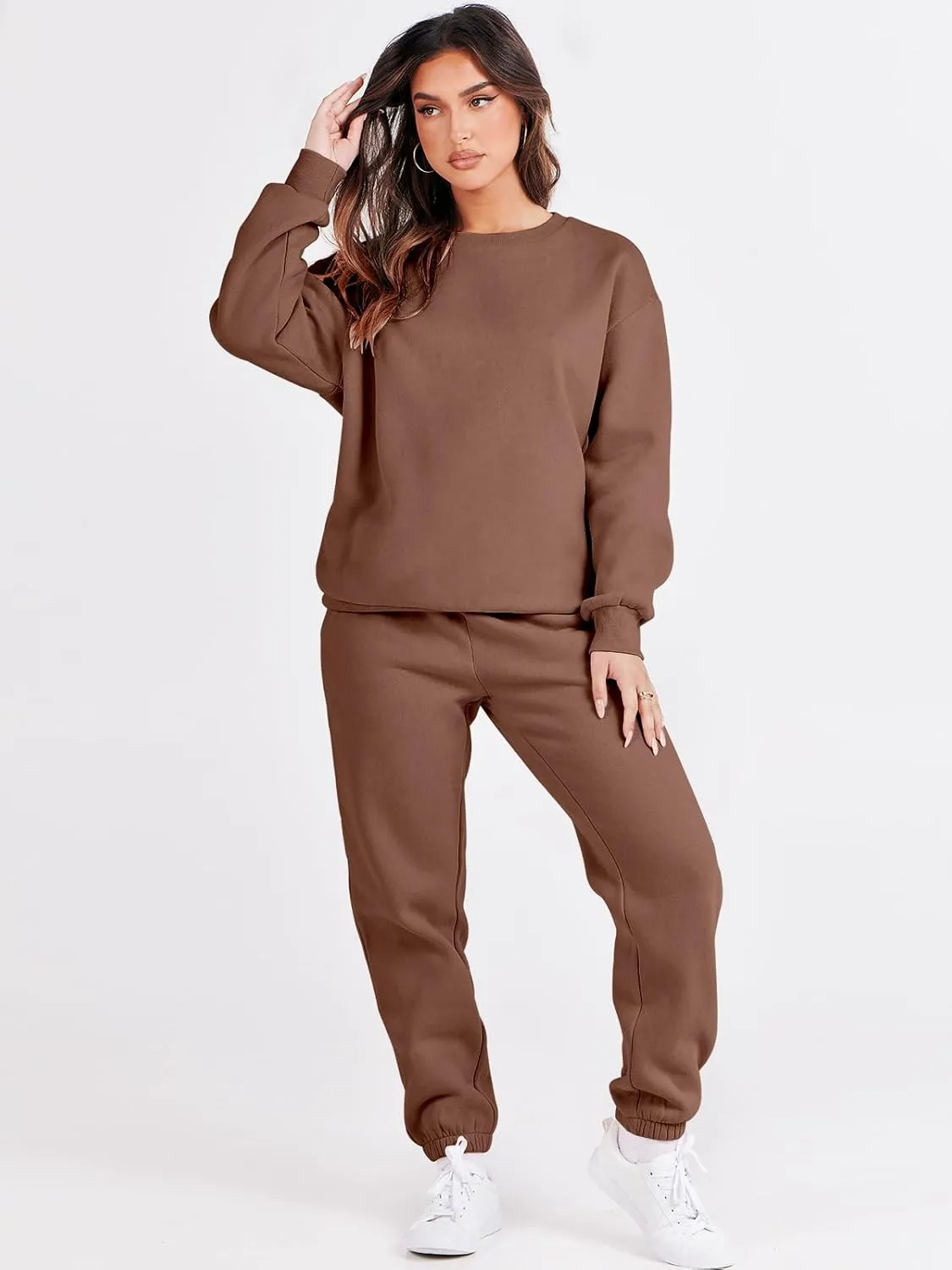 ANRABESS Women's Two Piece Outfits Lounge Set Long Sleeve Crewneck Sweatshirt Jogger Pants Tracksuit Sweatsuit 2024 Fall Sets