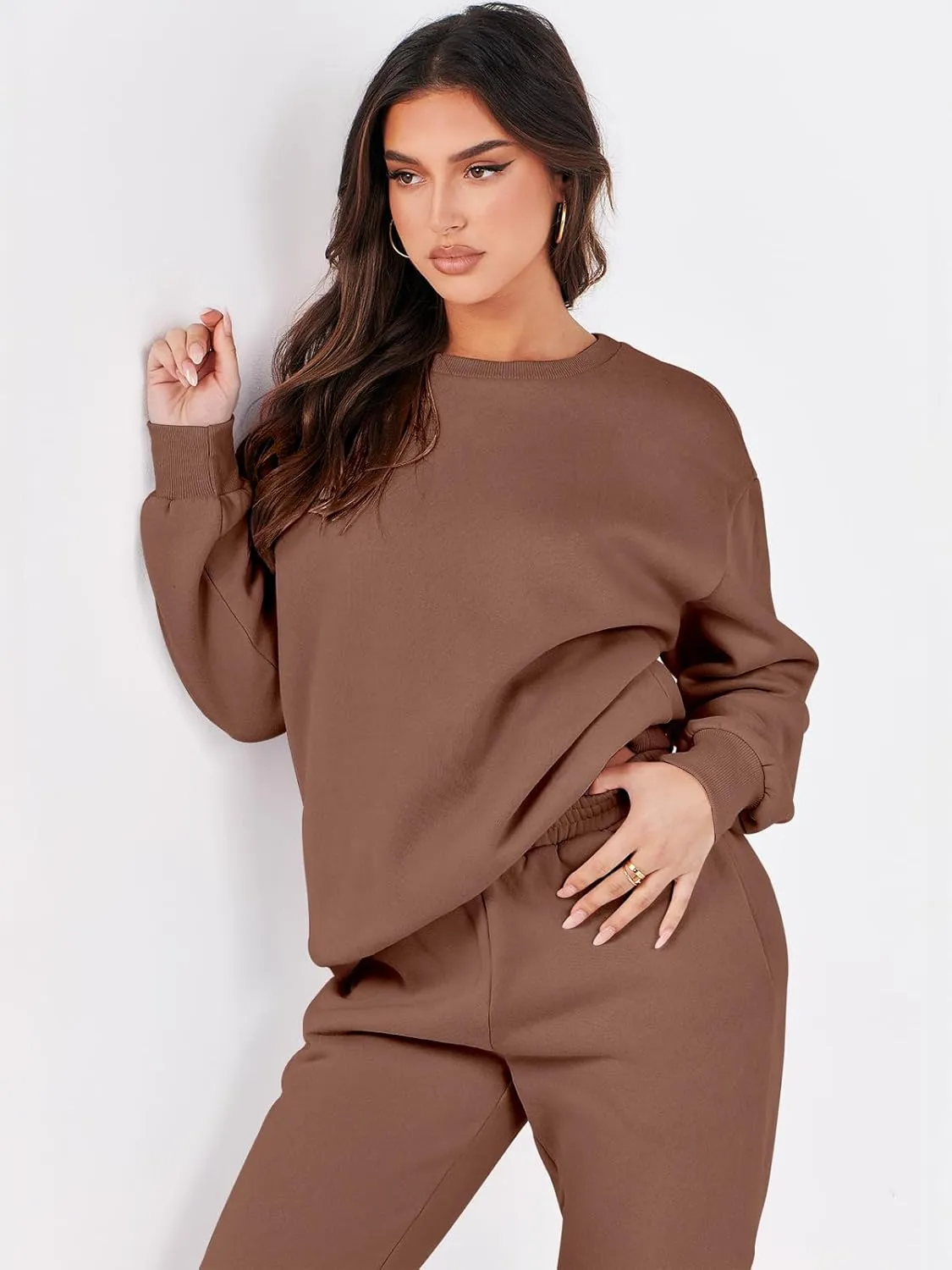 ANRABESS Women's Two Piece Outfits Lounge Set Long Sleeve Crewneck Sweatshirt Jogger Pants Tracksuit Sweatsuit 2024 Fall Sets