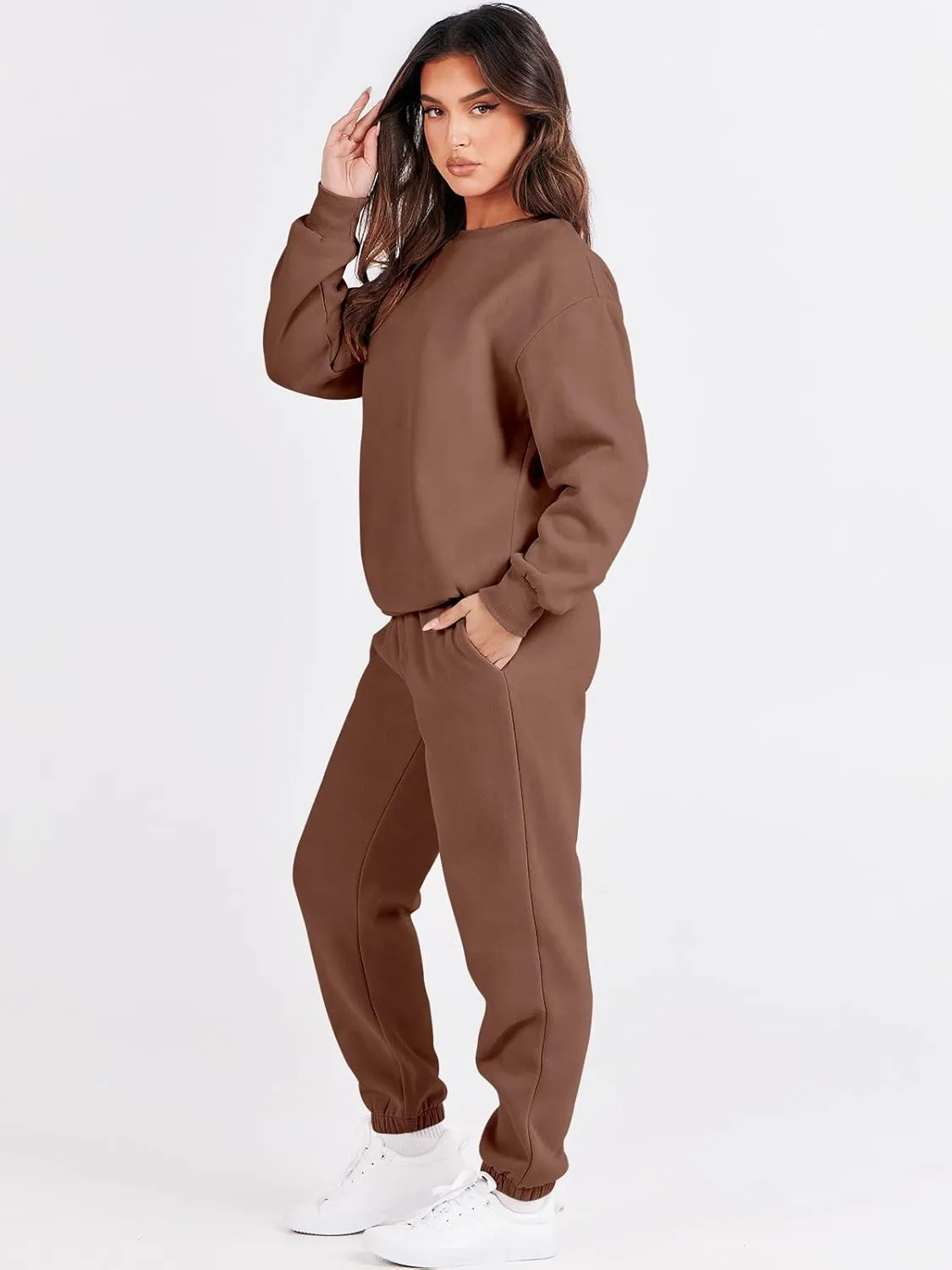 ANRABESS Women's Two Piece Outfits Lounge Set Long Sleeve Crewneck Sweatshirt Jogger Pants Tracksuit Sweatsuit 2024 Fall Sets