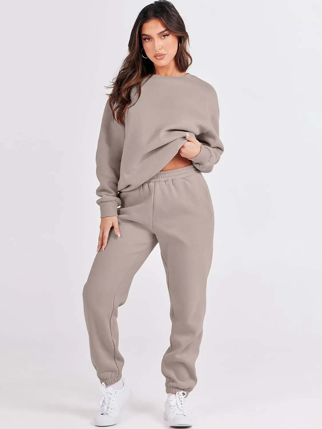 ANRABESS Women's Two Piece Outfits Lounge Set Long Sleeve Crewneck Sweatshirt Jogger Pants Tracksuit Sweatsuit 2024 Fall Sets