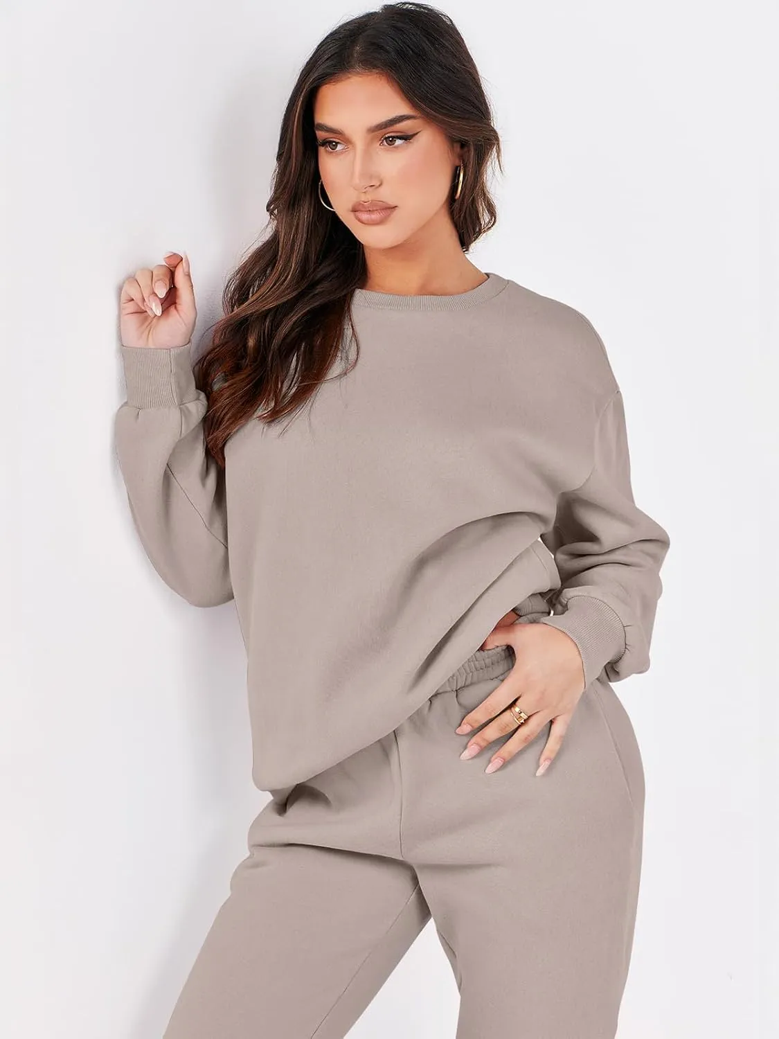 ANRABESS Women's Two Piece Outfits Lounge Set Long Sleeve Crewneck Sweatshirt Jogger Pants Tracksuit Sweatsuit 2024 Fall Sets
