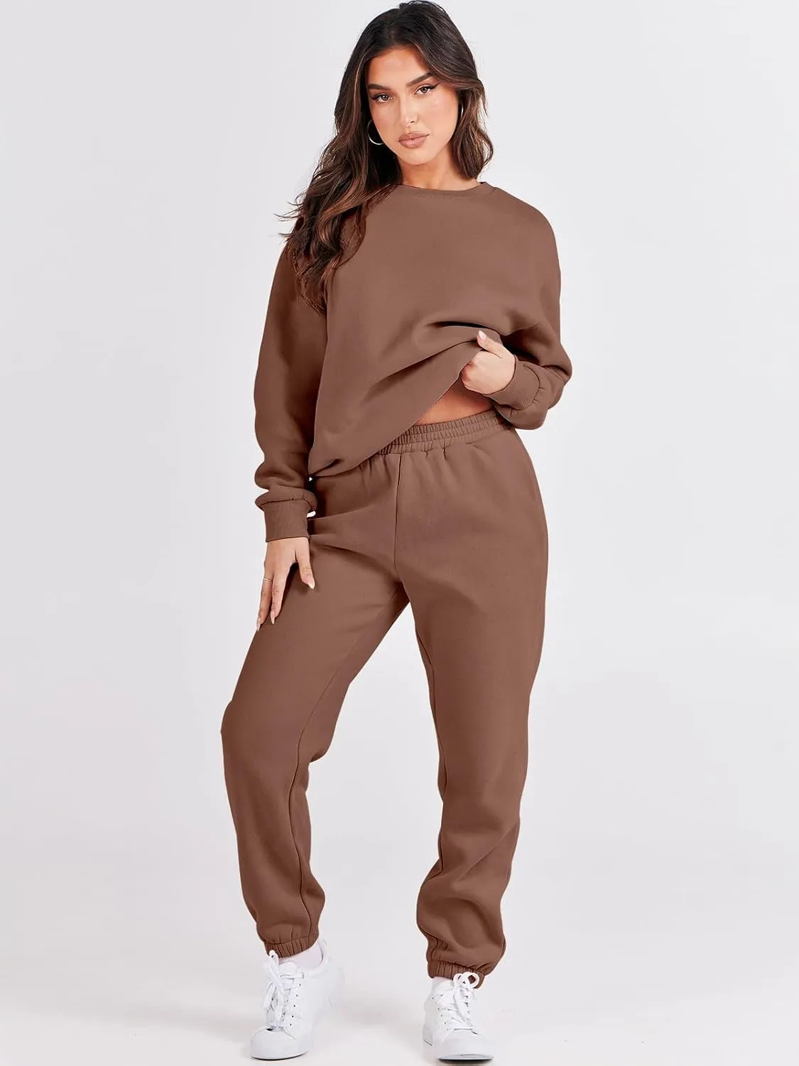 ANRABESS Women's Two Piece Outfits Lounge Set Long Sleeve Crewneck Sweatshirt Jogger Pants Tracksuit Sweatsuit 2024 Fall Sets