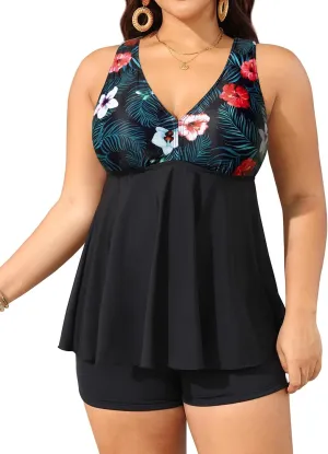 Aqua Eve Plus Size Swimsuits with Shorts Two Piece Tankini for Women Flowy Bathing Suits Athletic Swimwear