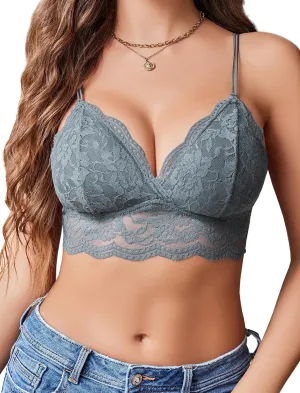 Avidlove Lace Bralette for Women V Neck Tank Top Spaghetti Strap Tube Slim Camisole Lingerie with Detachable Padded