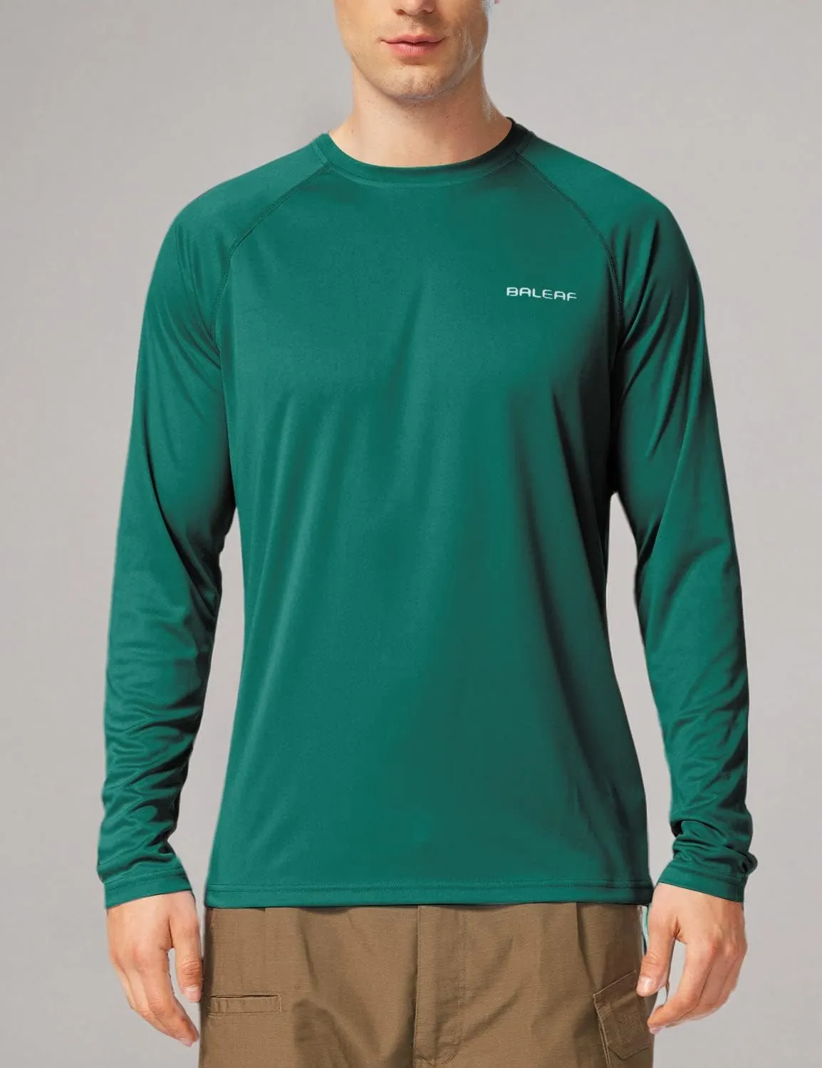 baleaf Men's Sun Protection Shirts UV SPF UPF 50  Long Sleeve Rash Guard Fishing Running Quick Dry Lightweight