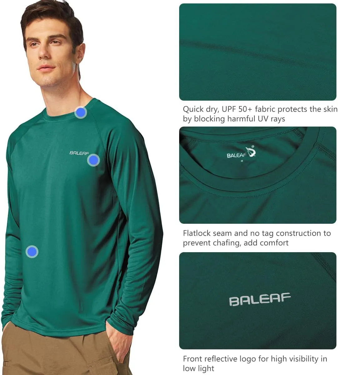baleaf Men's Sun Protection Shirts UV SPF UPF 50  Long Sleeve Rash Guard Fishing Running Quick Dry Lightweight